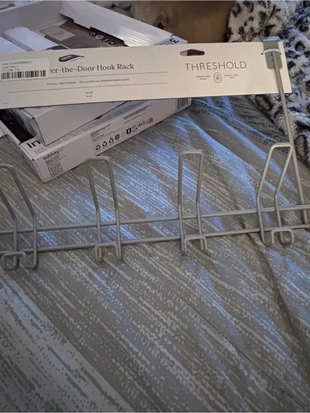 Threshold Metal Over-The-Door Hook Rack in Light Gray